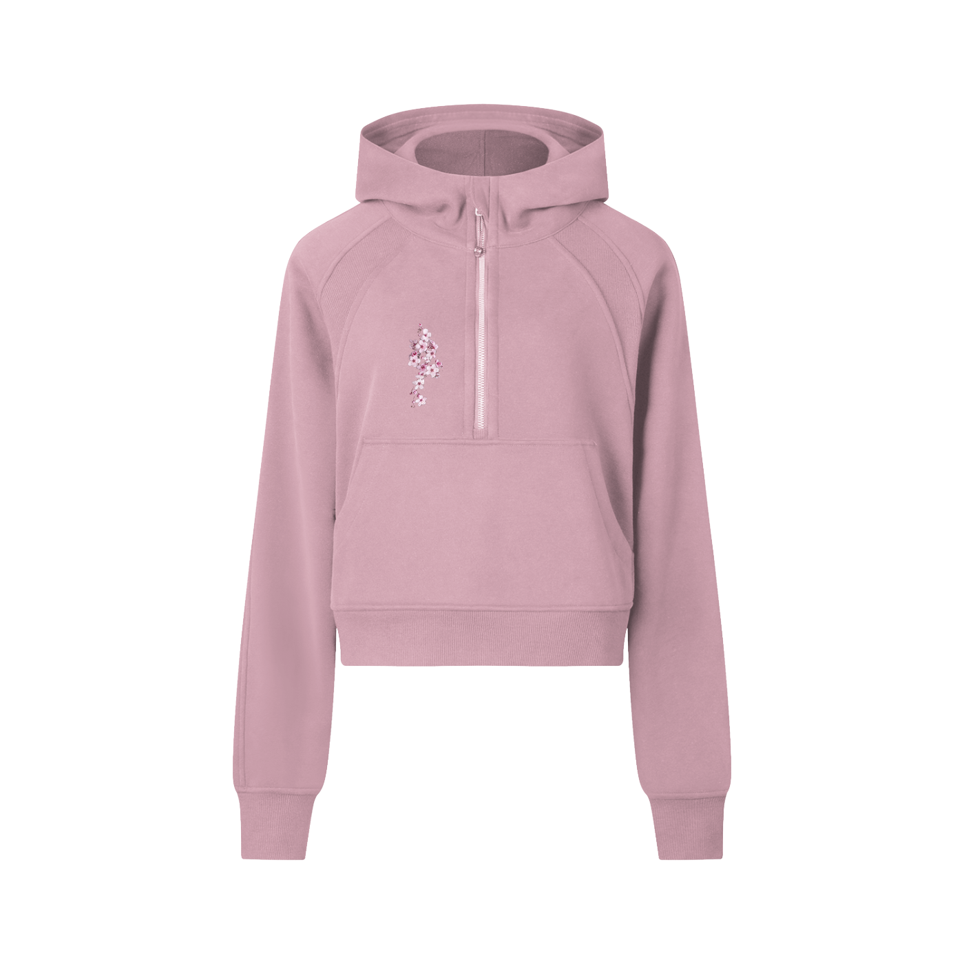 Sakura, Cropped Half-Zip Hoodie
