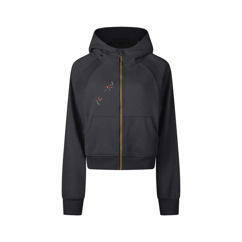 Fuji, Cropped Zip-Through Hoodie