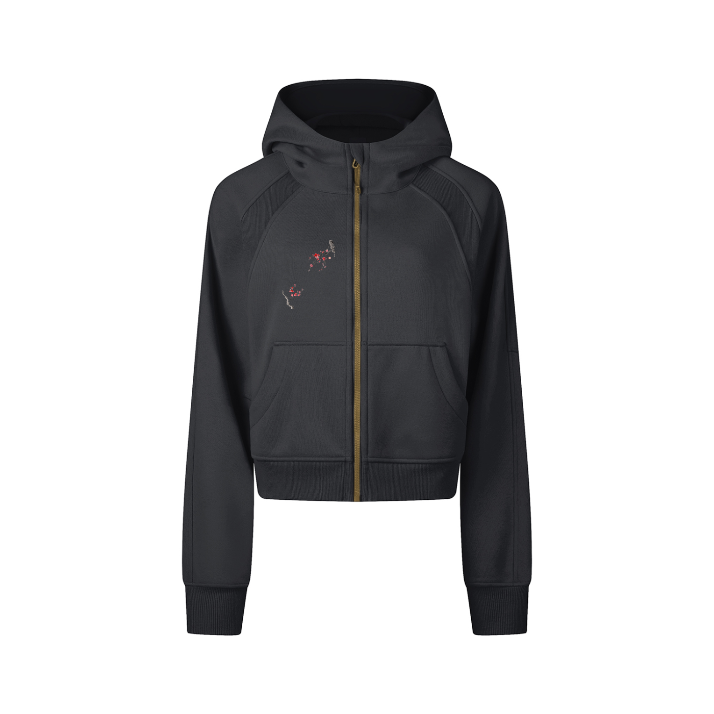 Fuji, Cropped Zip-Through Hoodie