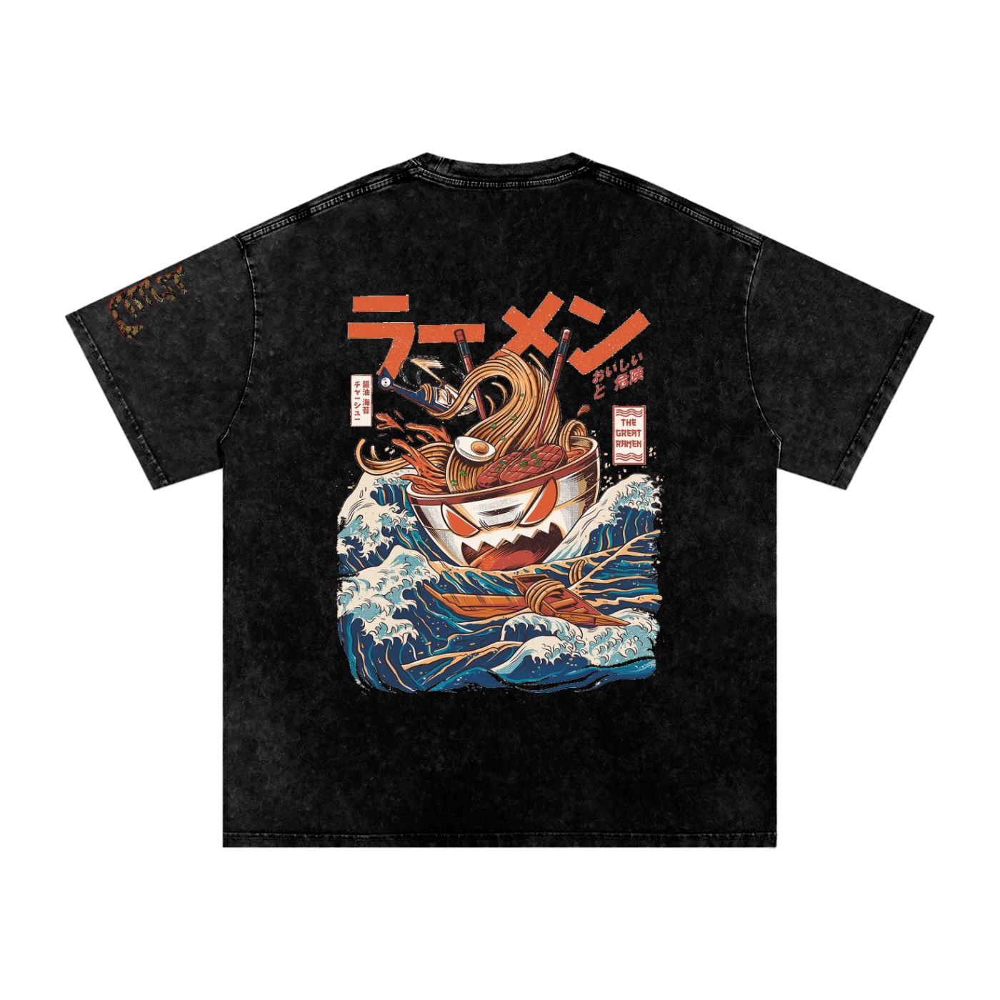 Ramen, Snow Washed Oversized Cotton T-Shirt