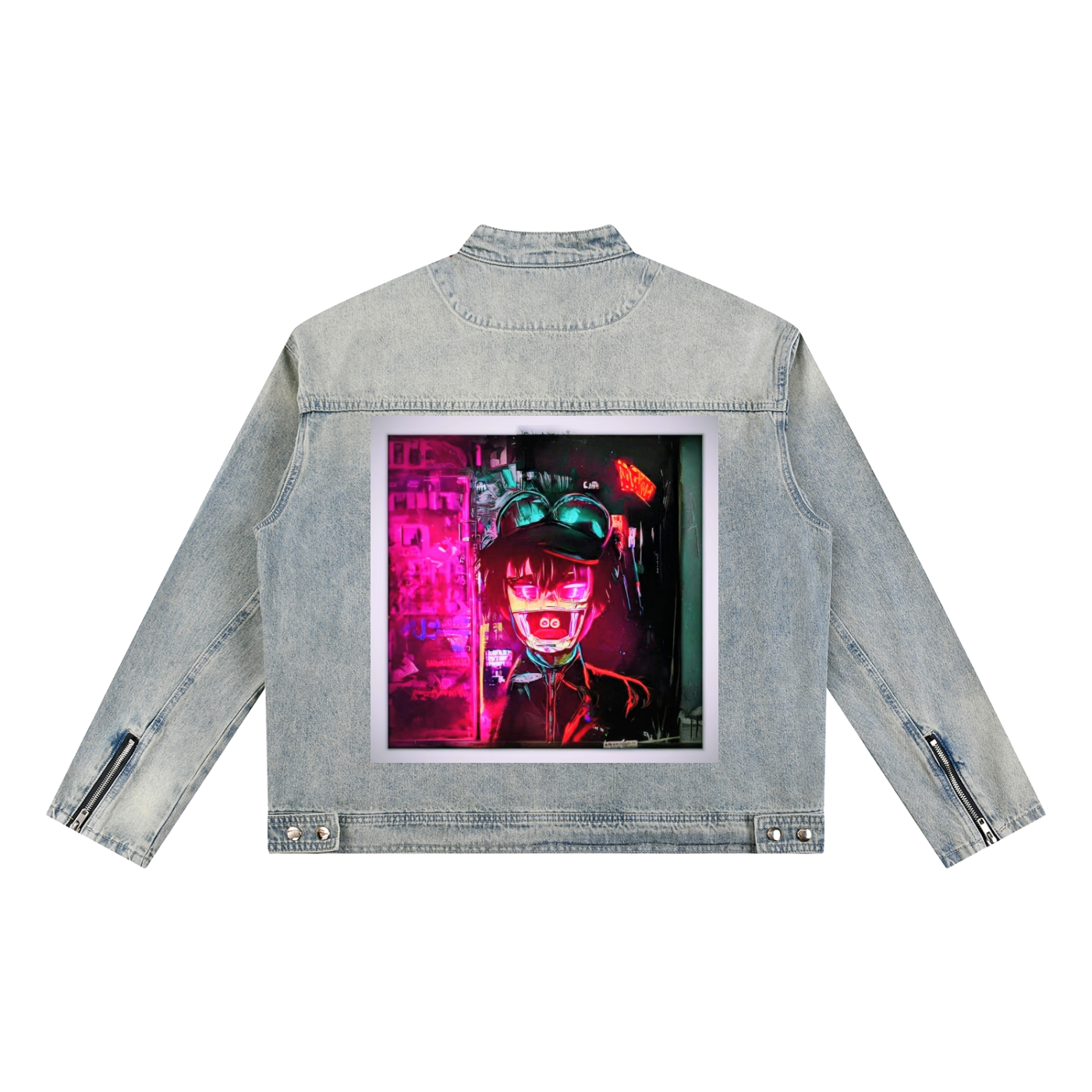 Punk, Vintage Wash Zip Denim Jacket